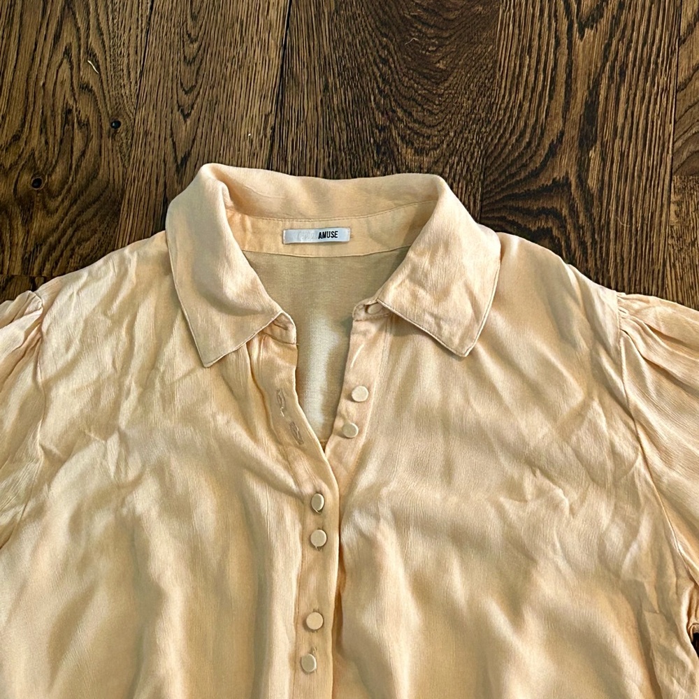Amuse Society Peach Covered Button Blouse - Picture 5 of 10
